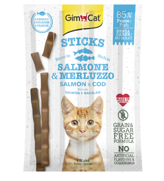 Çubuklar > GIMCAT STICKS SALMON & COD 4PZ. | GIMBORN