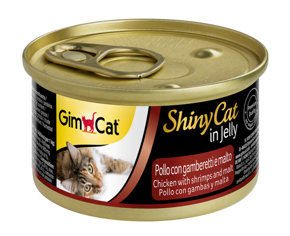 Alimenti umidi > SHINYCAT POLLO CON GAMBERETTI E MALTO 70G | GIMBORN