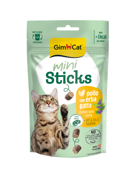 Çubuklar > Mini Sticks con Pollo ed Erba Gatta 50 G | GIMBORN