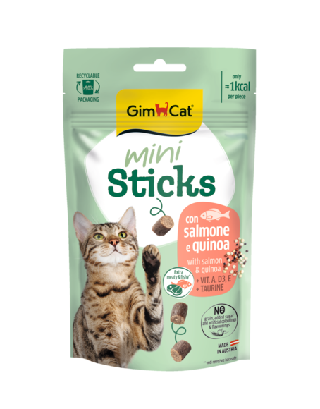 Çubuklar > MINI STICKS CON SALMONE E QUINOA 50 G | GIMBORN