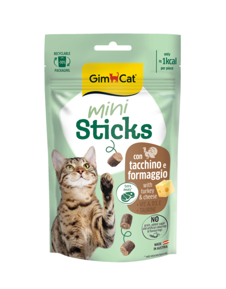 Çubuklar > Mini Sticks con Tacchino e Formaggio 50G | GIMBORN