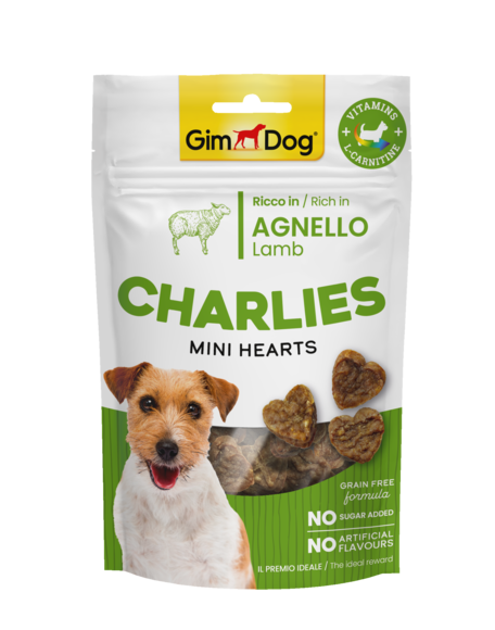 Snack > CHARLIES MINI HEARTS AGNELLO 70GR | GIMBORN