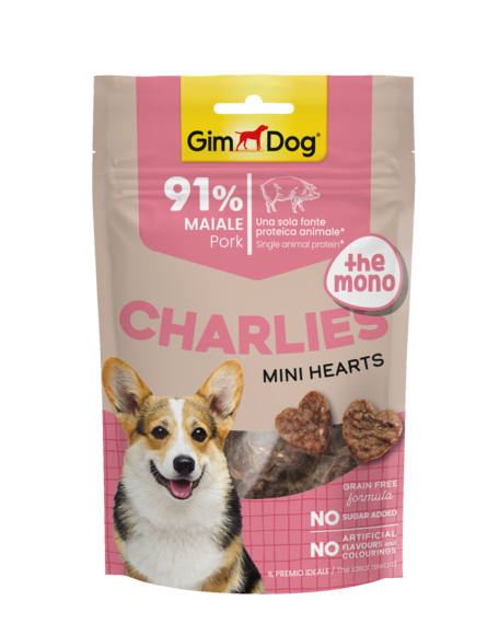 Snack > CHARLIES THE MONO MINI HEARTS MAIALE 70GR | GIMBORN