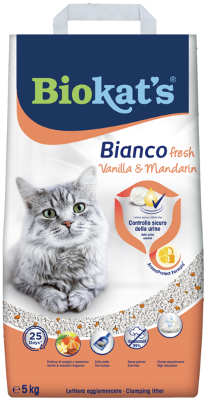 Clumping litters > Bianco Fresh Vanilla&Mandarin 5kg | GIMBORN