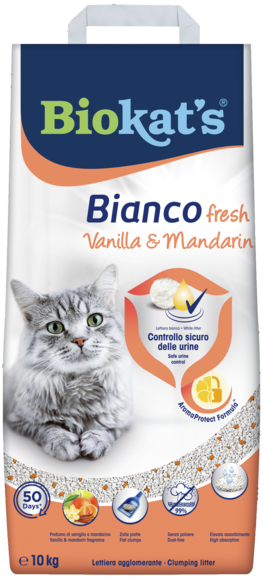 Lettiere agglomeranti > Biokat's* BIANCO FRESH VANIGLIA&MANDARINO 10KG | GIMBORN